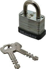 Master Lock - 1/2" Shackle Clearance, Keyed Alike Warded Cylinder Padlock - 3/16" Shackle Diam, Steel - Benchmark Tooling