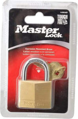 Master Lock - 7/8" Shackle Clearance, Keyed Alike Solid Brasss Padlock - 1/4" Shackle Diam, Solid Brass - Benchmark Tooling