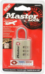 Master Lock - 3/4" Shackle Clearance, Keyed Different Luggage Lock Padlock - 1/8" Shackle Diam, Metal - Benchmark Tooling