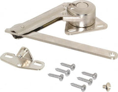 Sugatsune - 8-1/2" OAL x 7/8" Wide, 60 Lb/Inch Capacity, Adjustable Soft Down Stay - Left Side, 5mm Mounting Hole Diam, 90° Max Opening, Nickel Plated Steel & Zinc Alloy - Benchmark Tooling