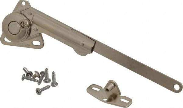 Sugatsune - 8-1/2" OAL x 7/8" Wide, 60 Lb/Inch Capacity, Adjustable Soft Down Stay - Right Side, 5mm Mounting Hole Diam, 90° Max Opening, Nickel Plated Steel & Zinc Alloy - Benchmark Tooling