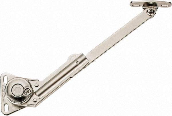 Sugatsune - 8-1/2" OAL x 7/8" Wide, 60 Lb/Inch Capacity, Adjustable Soft Down Stay - Right Side, 5mm Mounting Hole Diam, 105° Max Opening, Nickel Plated Steel & Zinc Alloy - Benchmark Tooling