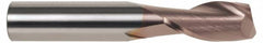 SGS - 1/8", 3/8" LOC, 1/8" Shank Diam, 1-1/2" OAL, 2 Flute, Solid Carbide Square End Mill - Single End, TiCN Finish, Spiral Flute, 30° Helix, Centercutting, Right Hand Cut, Right Hand Flute, Series 3 - Benchmark Tooling