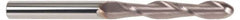 SGS - 3/8" Diam, 1-3/4" LOC, 2 Flute Solid Carbide Ball End Mill - TiCN Finish, Single End, 4" OAL, 3/8" Shank Diam, Spiral Flute - Benchmark Tooling