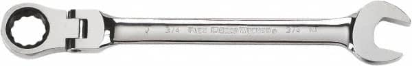 GearWrench - 9/16" 12 Point Flexhead Combination Wrench - Chrome Vanadium Steel, Full Polish Finish - Benchmark Tooling