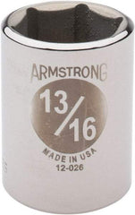 Armstrong - 13/16", 1/2" Drive, Standard Hand Socket - 6 Points, 1-29/64" OAL - Benchmark Tooling