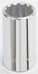 Armstrong - 1/2" Drive, Standard Hand Socket - 12 Points, 1-15/32" OAL, Chrome Finish - Benchmark Tooling