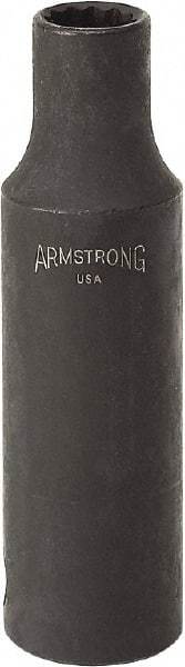 Armstrong - 9/16", 1/2" Drive, Deep Hand Socket - 12 Points, 3-13/64" OAL, Black Finish - Benchmark Tooling