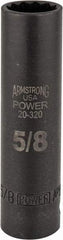 Armstrong - 5/8", 1/2" Drive, Deep Hand Socket - 12 Points, 3-13/64" OAL, Black Finish - Benchmark Tooling