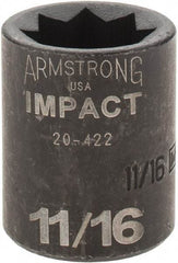 Armstrong - 1/2" Drive 11/16" Standard Impact Socket - 1-1/2" OAL - Benchmark Tooling