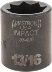 Armstrong - 1/2" Drive 13/16" Standard Impact Socket - 1-1/2" OAL - Benchmark Tooling