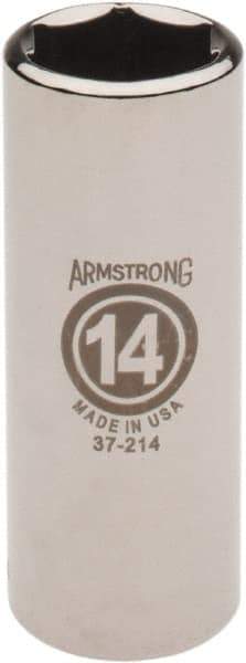 Armstrong - 1/4" Drive, Deep Hand Socket - 6 Points, 1-15/16" OAL, Chrome Finish - Benchmark Tooling