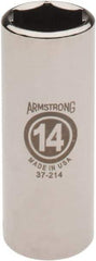 Armstrong - 1/4" Drive, Deep Hand Socket - 6 Points, 1-15/16" OAL, Chrome Finish - Benchmark Tooling