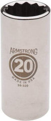 Armstrong - 3/8" Drive, Deep Hand Socket - 12 Points, 2-13/16" OAL, Chrome Finish - Benchmark Tooling