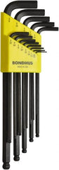 Bondhus - 13 Piece, L-Key Ball End Hex Key Set - 0.05 to 3/8" Range, Protanium High Torque Steel - Benchmark Tooling