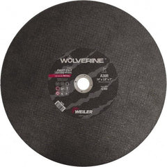 Weiler - 14" 30 Grit Aluminum Oxide Cutoff Wheel - 1/8" Thick, 1" Arbor, 4,400 Max RPM, Use with Chop Saws - Benchmark Tooling