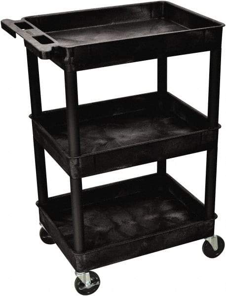 Luxor - 300 Lb Capacity, 24" Wide x 18" Long x 38" High Shelf Cart - 3 Shelf, Plastic - Benchmark Tooling