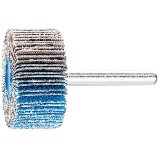 PFERD - 1-1/2" Diam x 1" Face Width, Aluminum Oxide Coated Mounted Flap Wheel - 1/4" Shank Mount, 80 Grit, 25,000 Max RPM - Benchmark Tooling