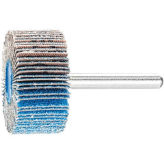 PFERD - 1-1/2" Diam x 1" Face Width, Aluminum Oxide Coated Mounted Flap Wheel - 1/4" Shank Mount, 80 Grit, 25,000 Max RPM - Benchmark Tooling