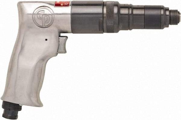 Chicago Pneumatic - 1/4" Bit Holder, 800 RPM, Pistol Grip Handle Air Screwdriver - 55 to 100 In/Lb Torque, 1/4" Inlet, 25 CFM - Benchmark Tooling