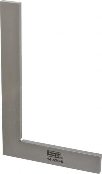 SPI - 8-1/2" Blade Length, 5-1/8" Base Length Steel Square - 0.0017" Accuracy, Beveled Edge - Benchmark Tooling