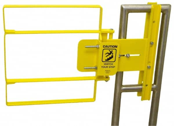 FabEnCo - Powder Coated Carbon Steel Self Closing Rail Safety Gate - Fits 28 to 30-1/2" Clear Opening, 30-1/2" Wide x 22" Door Height, 44 Lb, Yellow - Benchmark Tooling