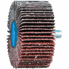 PFERD - 2" Diam x 1" Face Width, Aluminum Oxide Coated Mounted Flap Wheel - 1/4-20 Threaded Mount, 40 Grit, 23,000 Max RPM - Benchmark Tooling