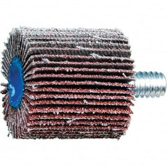 PFERD - 1" Diam x 1" Face Width, Aluminum Oxide Coated Mounted Flap Wheel - 1/4-20 Threaded Mount, 60 Grit, 25,000 Max RPM - Benchmark Tooling