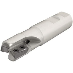 Iscar - 1" Cut Diam, 0.709" Max Depth of Cut, 1" Shank Diam, 4" OAL, Indexable Square Shoulder End Mill - HP AD.. 1906.. Inserts, Weldon Shank, 90° Lead Angle, Through Coolant, Series Heliplus - Benchmark Tooling
