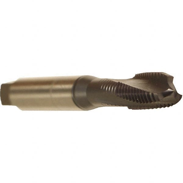 Emuge - M3x0.50 Metric 2 Flute 6HX Modified Bottoming Spiral Flute Tap - Cobalt, TiCN Finish, 56mm OAL, Right Hand Flute, Right Hand Thread, Series Rekord DF - Exact Industrial Supply