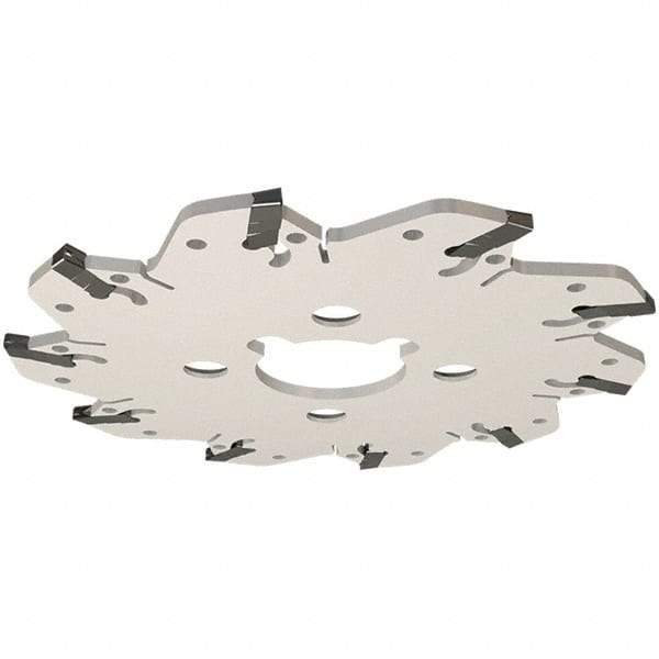 Iscar - Arbor Hole Connection, 0.132" Cutting Width, 1.34" Depth of Cut, 4.92" Cutter Diam, 1-1/4" Hole Diam, 8 Tooth Indexable Slotting Cutter - GM Toolholder, GIM, GIMY, GIP Insert, Right Hand Cutting Direction - Benchmark Tooling