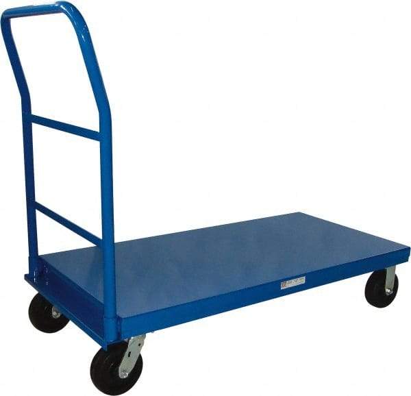 PRO-SOURCE - 1,200 Lb Capacity Steel Platform Truck - Steel Deck, 24" OAW, Polyurethane Casters - Benchmark Tooling