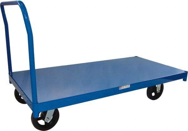 PRO-SOURCE - 2,000 Lb Capacity Steel Platform Truck - Steel Deck, 30" OAW, Mold On Rubber Casters - Benchmark Tooling