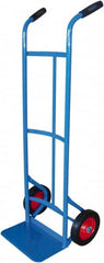 PRO-SOURCE - 500 Lb Capacity 47" OAH Hand Truck - 8 x 14" Base Plate, Dual Grip Handle, Steel, Solid Rubber Wheels - Benchmark Tooling