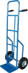 PRO-SOURCE - 600 Lb Capacity 53" OAH Hand Truck - 8 x 14" Base Plate, High Back Dual Grip Handle, Steel, Full Pneumatic Wheels - Benchmark Tooling