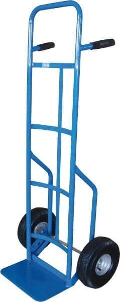 PRO-SOURCE - 800 Lb Capacity 53" OAH Hand Truck - 8 x 14" Base Plate, High Back Dual Grip Handle, Steel, Semi-Pneumatic Wheels - Benchmark Tooling