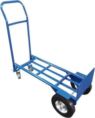 PRO-SOURCE - 1,000 Lb Capacity 51" OAH Convertible Hand Truck - 8 x 14" Base Plate, Swept Back Handle, Steel, Semi-Pneumatic Wheels - Benchmark Tooling