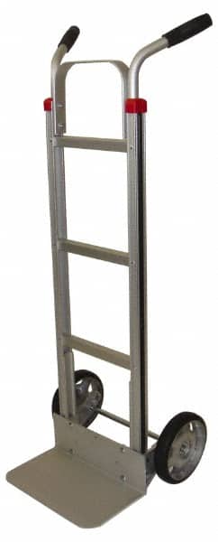 PRO-SOURCE - 600 Lb Capacity 49" OAH Welded Hand Truck - 7-1/2 x 14" Base Plate, High Back Dual Handle, Aluminum, Solid Rubber Wheels - Benchmark Tooling