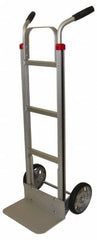 PRO-SOURCE - 600 Lb Capacity 49" OAH Welded Hand Truck - 7-1/2 x 14" Base Plate, High Back Dual Handle, Aluminum, Solid Rubber Wheels - Benchmark Tooling
