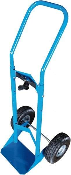 PRO-SOURCE - 500 Lb Capacity 48" OAH Cylinder Hand Truck - 7-1/2 x 14" Base Plate, Swept Back Handle, Steel, Full Pneumatic Wheels - Benchmark Tooling
