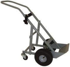 PRO-SOURCE - 500 Lb Capacity 48" OAH Cylinder Hand Truck - 7-1/2 x 14" Base Plate, Swept Back Handle, Steel, Full Pneumatic Wheels - Benchmark Tooling