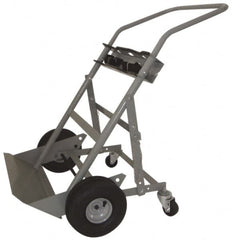 PRO-SOURCE - 500 Lb Capacity 48" OAH Cylinder Hand Truck - 7-1/2 x 14" Base Plate, Swept Back Handle, Steel, Full Pneumatic Wheels - Benchmark Tooling