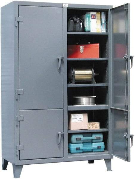 Strong Hold - 8 Shelf Locking Storage Cabinet - Steel, 60" Wide x 24" Deep x 78" High, Dark Gray - Benchmark Tooling