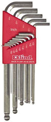 Eklind - 13 Piece L-Key Ball End Hex Key Set - Hex Range 0.05 to 3/8", Alloy Steel - Benchmark Tooling