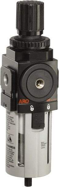 ARO/Ingersoll-Rand - 3/4" NPT Port Standard 1 Piece Filter/Regulator FRL Unit - Polycarbonate Bowl, 173 SCFM, 150 Max psi, 9.961" High x 2.756" Long, Manual Drain - Benchmark Tooling