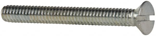 Value Collection - 1/4-20 UNC, 2-1/4" OAL Slotted Drive Machine Screw - Flat Head, Grade 2 Steel, Zinc-Plated Finish, Without Washer - Benchmark Tooling