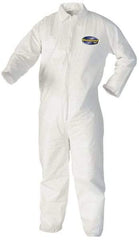 KleenGuard - Size M Film Laminate General Purpose Coveralls - White, Zipper Closure, Elastic Cuffs, with Boots, Serged Seams - Benchmark Tooling