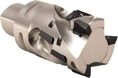 Seco - 32mm Cut Diam, 44mm Max Depth of Cut, 109mm OAL, Indexable Square Shoulder Helical End Mill - XO.. 1204 Inserts, C5 Modular Connection, 90° Lead Angle, Through Coolant, Series Super Turbo - Benchmark Tooling