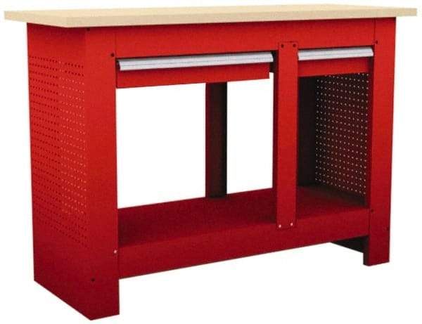 Value Collection - 54 Wide x 20-13/16" Deep x 37-1/4" High, Fiberboard Workbench - Straight Edge, Fixed Legs - Benchmark Tooling