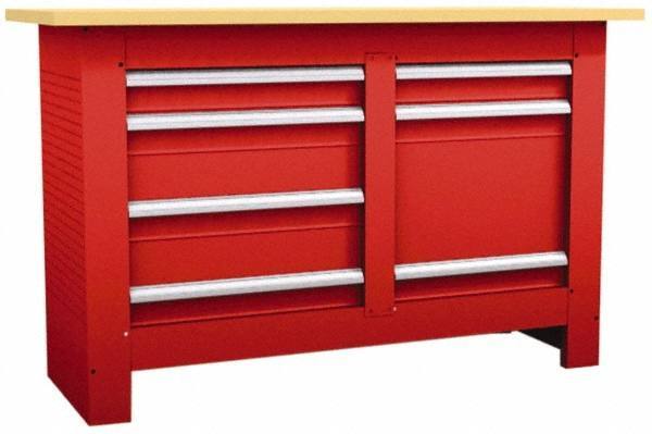 Value Collection - 60 Wide x 24" Deep x 37-1/4" High, Fiberboard Workbench - Straight Edge, Fixed Legs - Benchmark Tooling